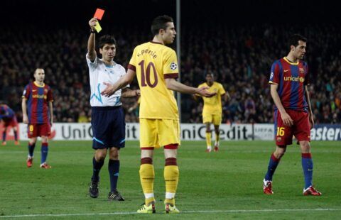 Robin Van Persie was given a controversial red card for Arsenal vs Barcelona in 2011