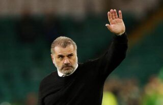 Celtic manager Ange Postecoglou waving to the crowd