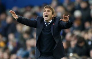 Tottenham manager Antonio Conte looking animated on the touchline