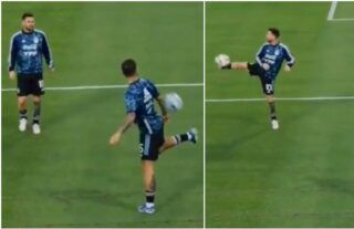 Lionel Messi goes viral for incredible touch with his 'weaker' foot in warm up