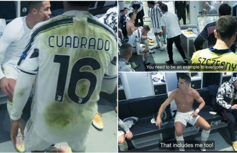 Crtistiano Ronaldo and Juan Cuadrado clashed at half-time of Juventus 2-3 Porto