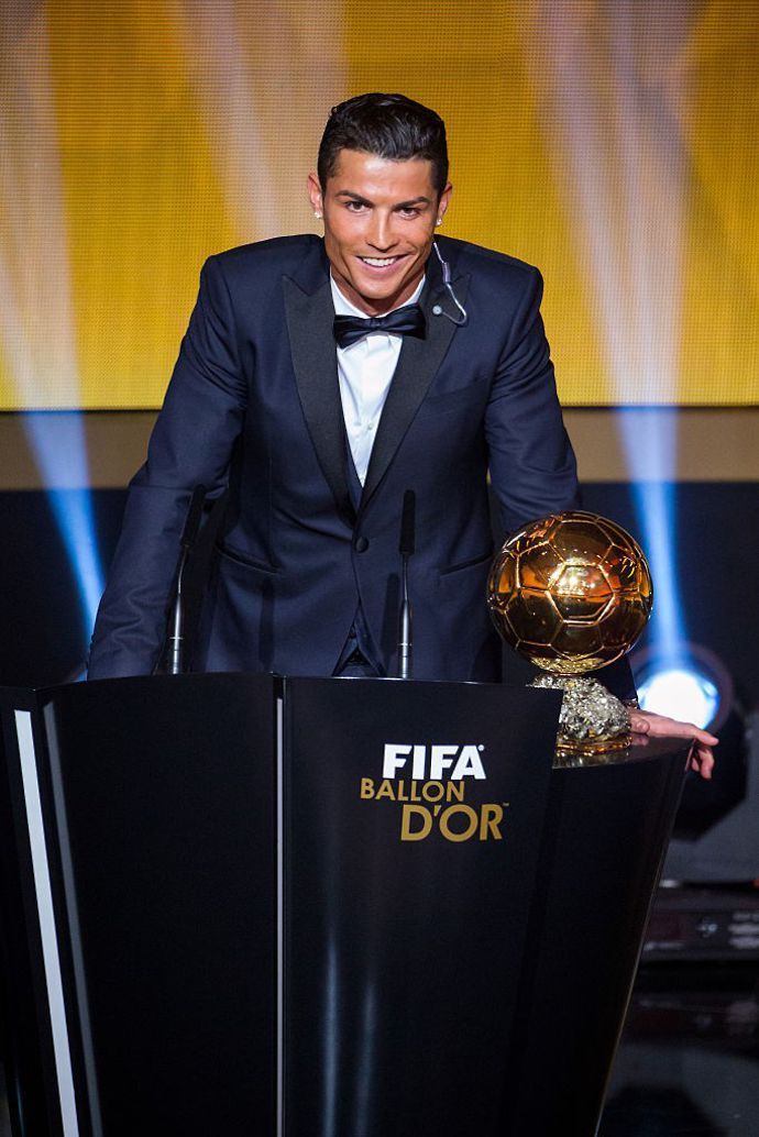 Ronaldo with the Ballon d'Or