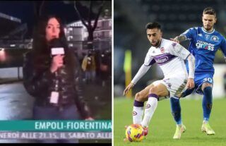 A female journalist was groped live on television as she was reporting on a Serie A clash between Empoli and Fiorentina
