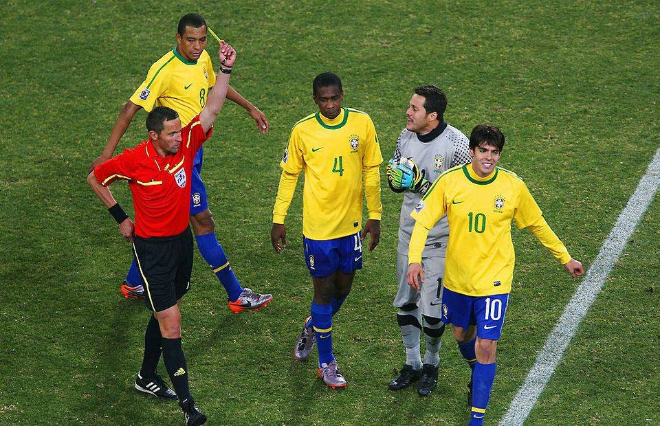 Kaka was sent off vs Ivory Coast at the 2010 World Cup