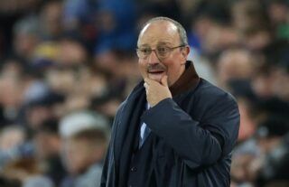 Everton manager Rafael Benitez looking worried as his side are struggling