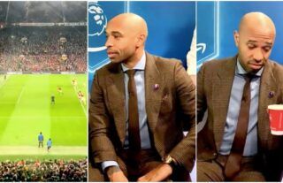 Thierry Henry tried to play it cool in the Amazon Prime studio...