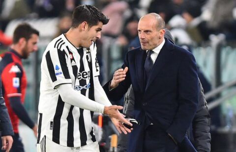 Allegri and Morata were involved in a furious confrontation in the second half