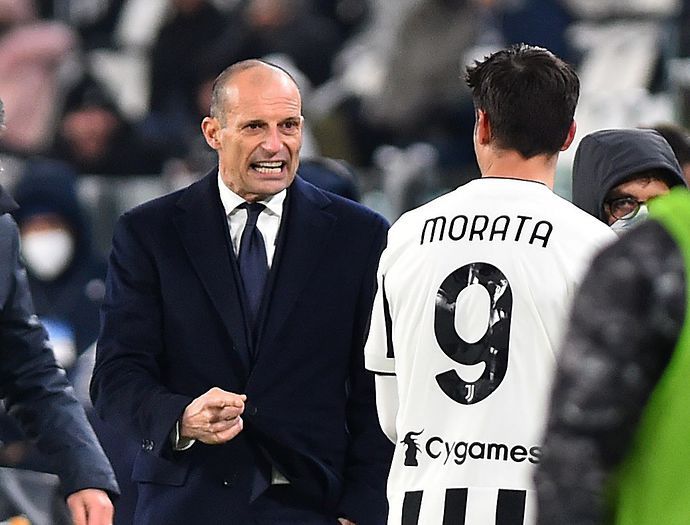 Massimiliano Allegri and Alvaro Morata exchanged angry words during a heated touchline row