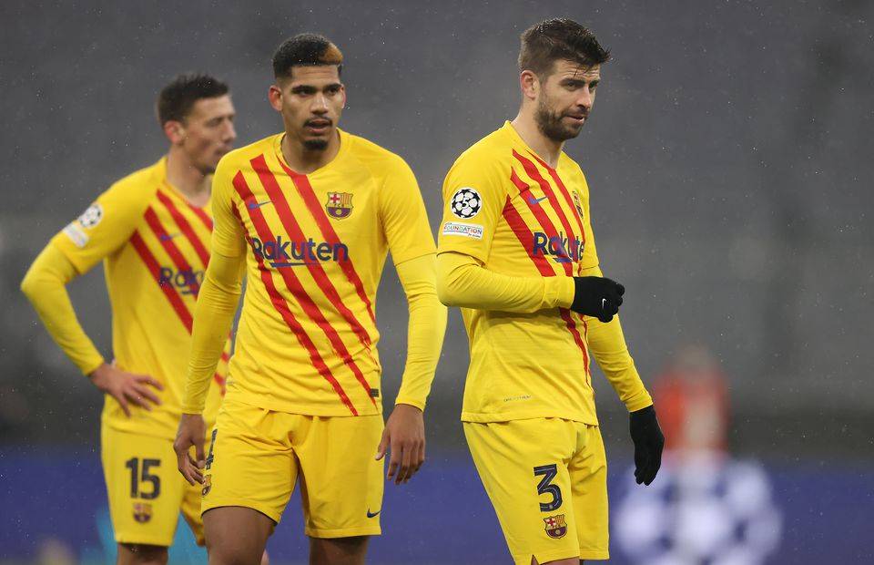 Barcelona's players looking deflated after exiting the Champions League