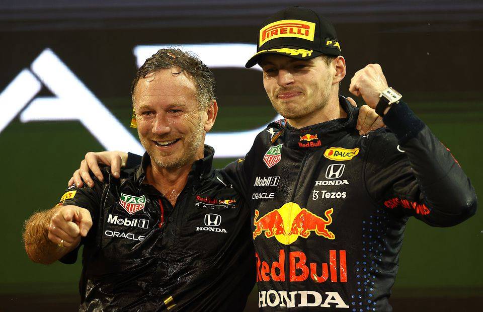Watch Christian Horner's brilliant reaction to Max Verstappen beating Lewis Hamilton