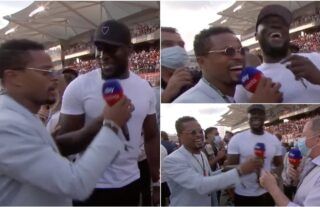 Patrice Evra gatecrashed Brundle's interview with Stormzy