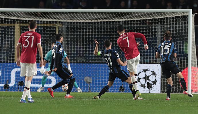 Cristiano Ronaldo scores against Atalanta in the Champions League