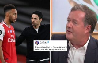 Piers Morgan does not agree with how Mikel Arteta has treated Aubameyang