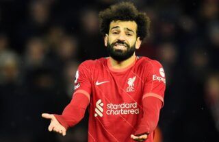 Mohamed Salah looking frustrated
