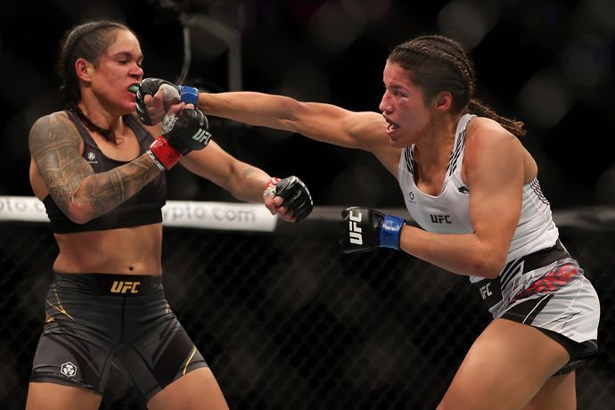 Amanda Nunes lost to Julianna Pena due to submission via rear-naked choke in the co-main event of UFC 269 in Las Vegas
