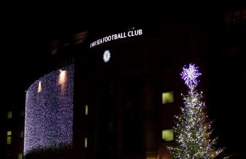 Stamford Bridge at night with christmas lights.jpg