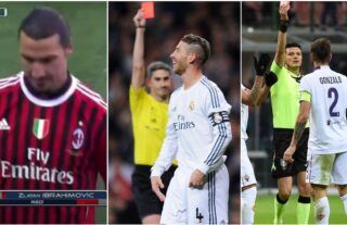 Zlatab Ibrahimovic, Sergio Ramos and Gonzalo Rodriguez have all been shown multiple red cards