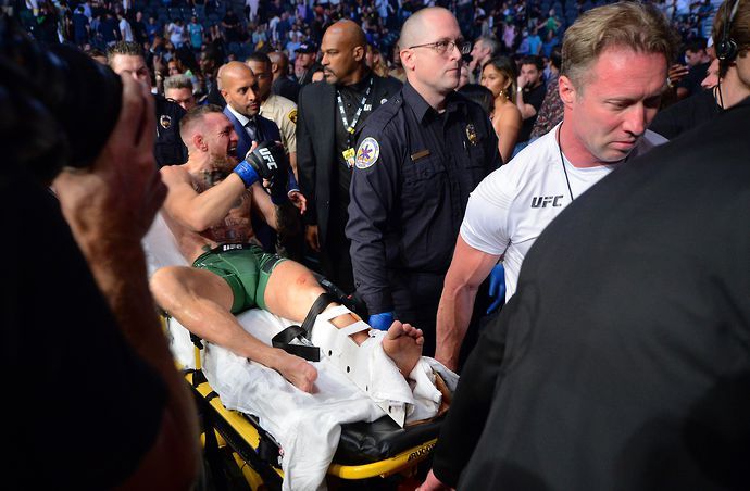 Conor McGregor was last seen leaving the octagon on a stretcher