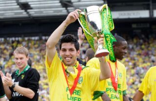 Norwich City celebrate promotion at Carrow Road