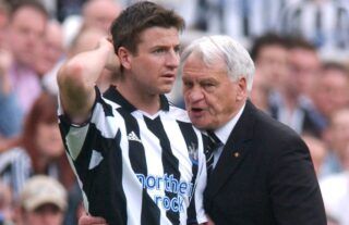 Newcastle United's Michael Bridges with Bobby Robson