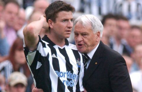 Newcastle United's Michael Bridges with Bobby Robson