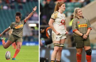 Rugby union club Harlequins have been criticised after their women’s team played against Wasps Women at Twickenham in an oversized kit