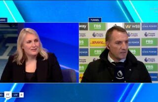 Leicester City manager Brendan Rodgers paid tribute to Chelsea Women boss Emma Hayes as he gave a post-match interview on Amazon Prime last night