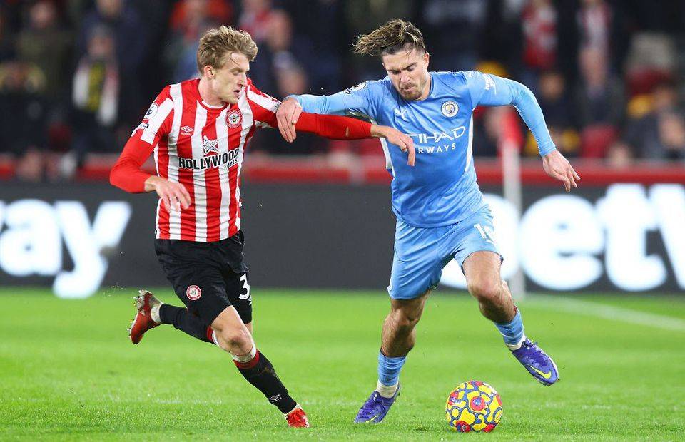 Jack Grealish played the full 90 minutes for Man City v Brentford