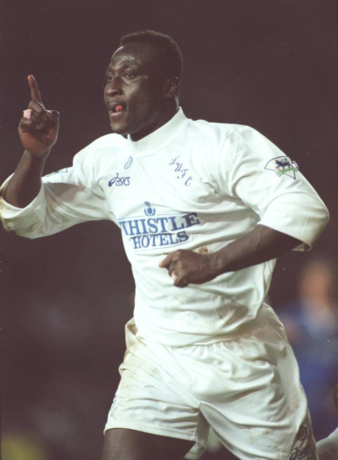 Tony Yeboah in action for Leeds United in 1995