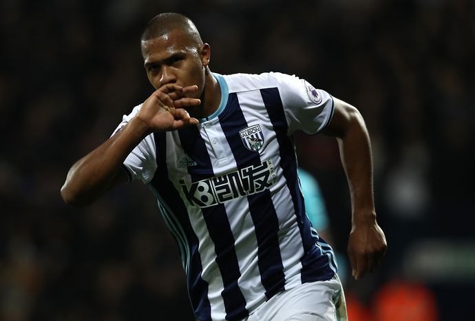 Salomon Rondon after scoring for West Brom in 2016
