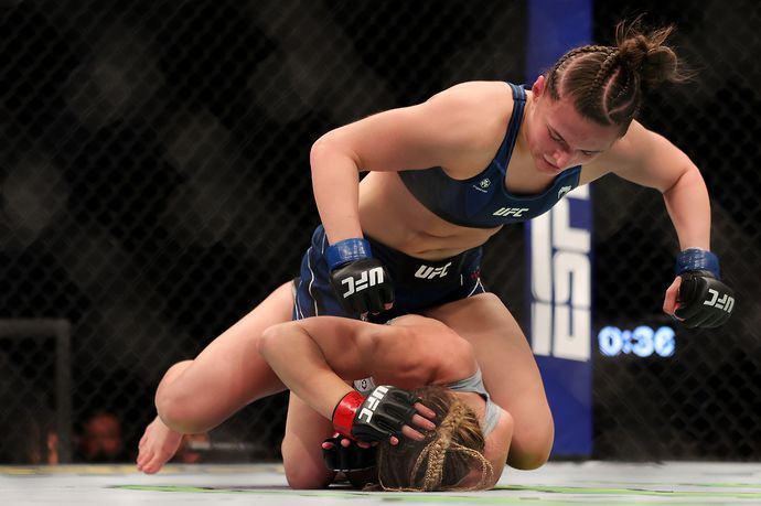 Erin Blanchfield shows off her ground and pound against Miranda Maverick