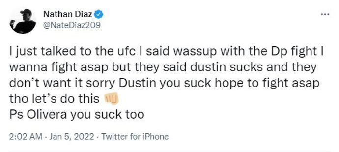 Nate Diaz responds to Dustin Poirier