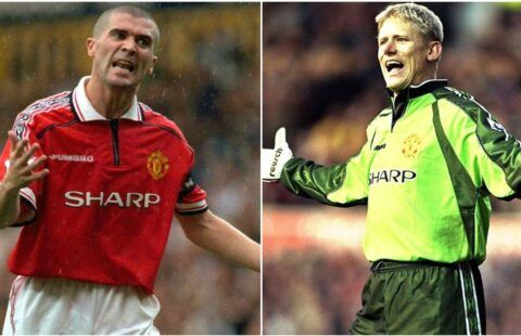 Roy Keane and Peter Schmeichel at Manchester United