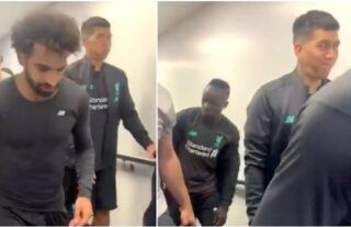 Roberto Firmino tried not to laugh after Salah and Mane's clash in 2019