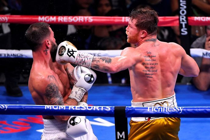 Canelo Alvarez knocked out Caleb Plant in the eleventh round