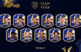 The card designs for the FIFA 22 Team of The Year appear to have been leaked