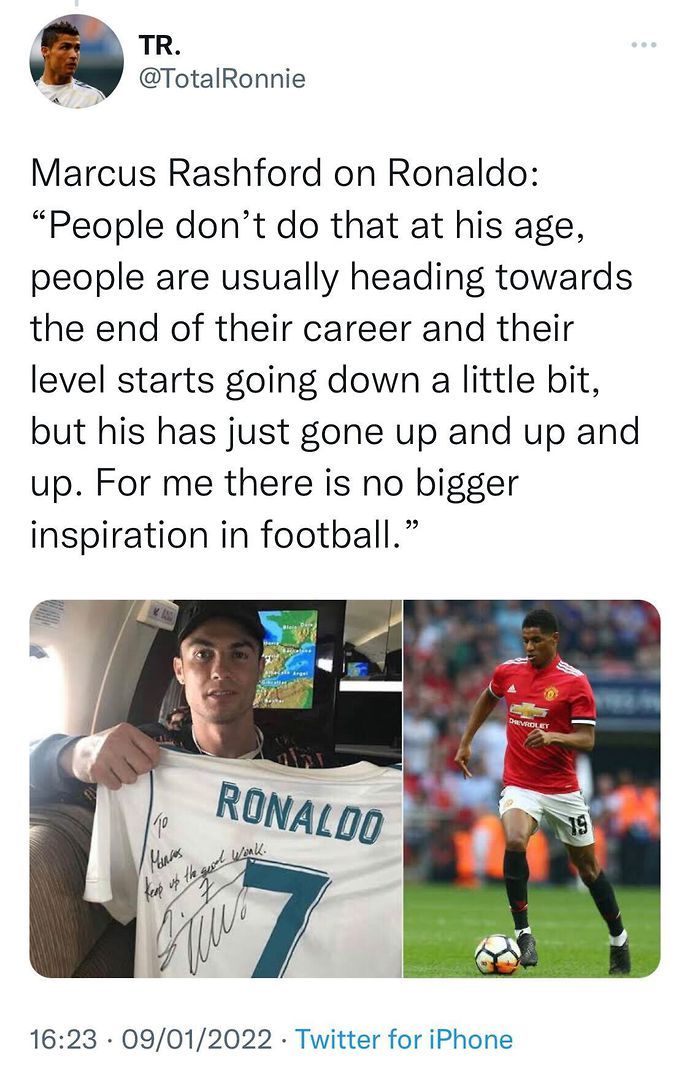 Tweet: Rashford on Ronaldo