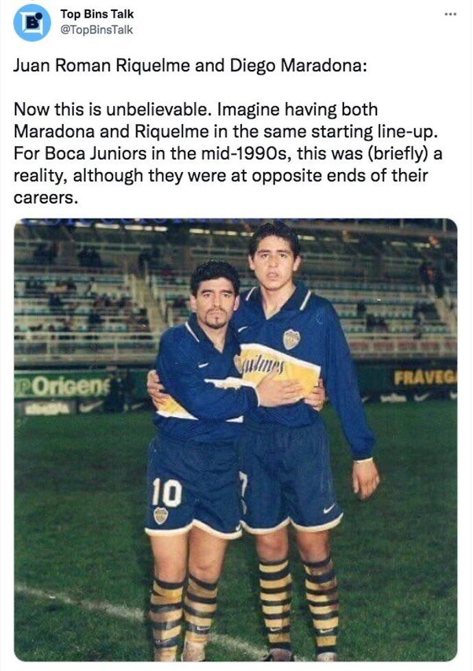 Juan Roman Riquelme and Diego Maradona