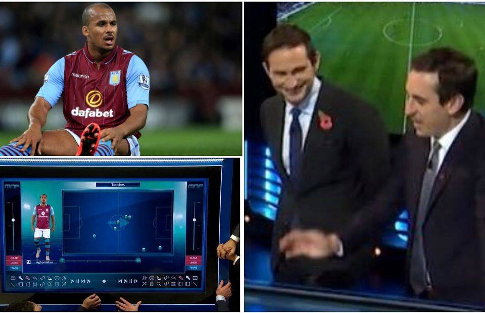 Neville and Lampard couldn't help laughing at Agbonlahor's 2015 touch map v Spurs