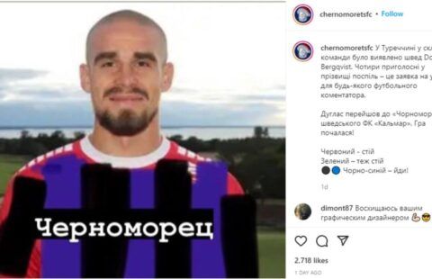 Chernomorets' new player announcement.