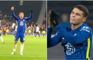 Thiago Silva enjoyed a lovely moment with Chelsea fans after Spurs win