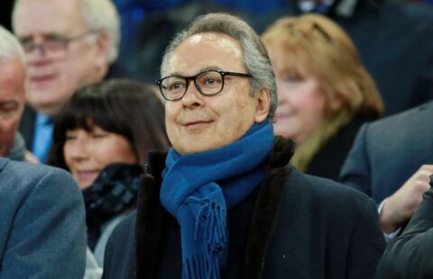 Everton owner Farhad Moshiri watches on from the Goodison Park stands