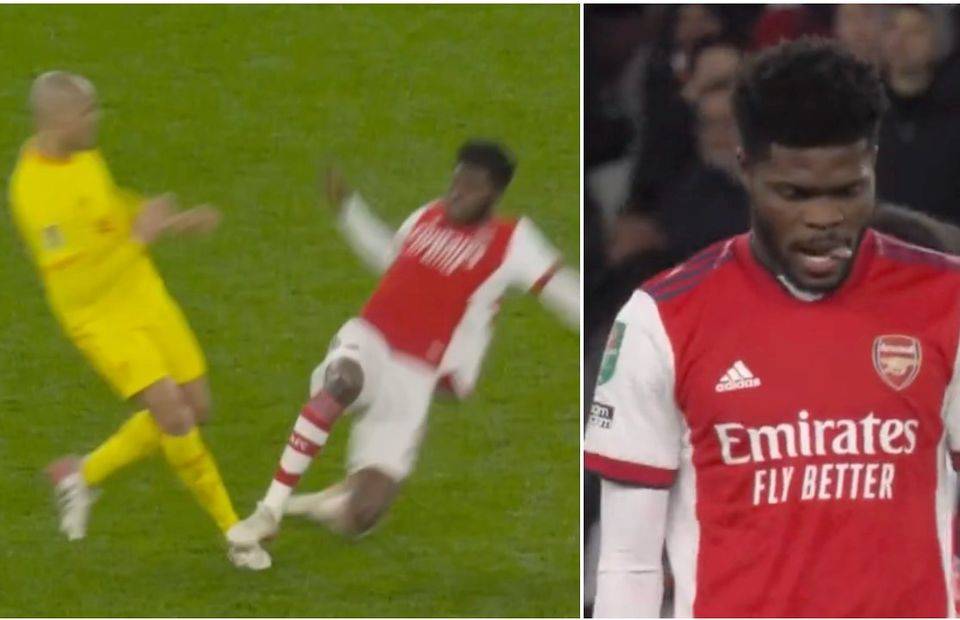 Thomas Partey was shown a red card vs Liverpool
