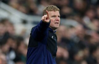 Newcastle manager Eddie Howe giving instructions on the touchline