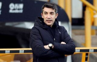 Wolverhampton Wanderers head coach Bruno Lage watches on
