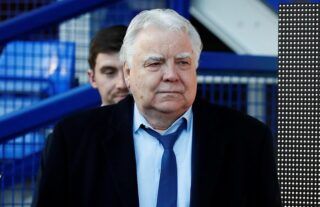 Everton chairman Bill Kenwright watches on from the Goodison Park stands