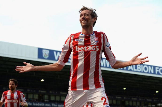 Peter Crouch celebrates for Stoke City