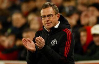Manchester United interim manager Ralf Rangnick gets behind his players