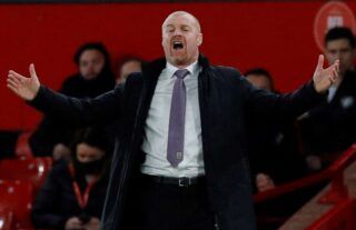 Burnley boss Sean Dyche on the sidelines