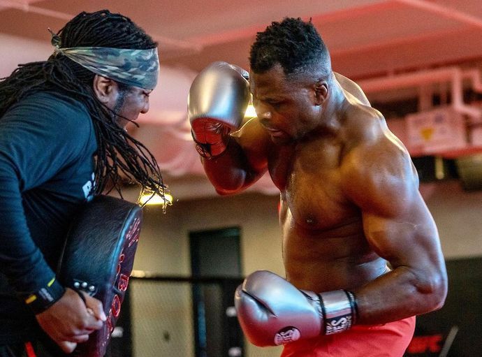 Francis Ngannou pictured with Dewey Cooper